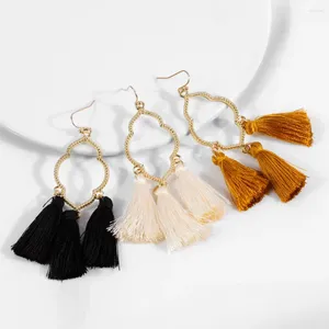 Boucles d'oreilles pendantes Style bohémien pour femmes, couleur traditionnelle, glands à la mode, bijoux élégants, vente en gros, 2024