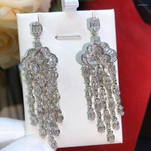 Boucles d'oreilles pendantes Soramoore 6.7 cm gland luxe romantique femmes fille charme CZ brillant mode dames quotidien fête spectacle bijoux cadeau