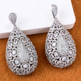 Boucles d'oreilles pendantes SORAMOORE magnifique luxe grande boucle d'oreille goutte d'eau pour les femmes mariée Aretes De Mujer Modernos mode cadeau 2023