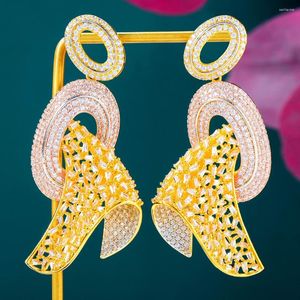 Boucles d'oreilles pendantes Soramoore luxe grand pendentif pour femmes mariage géométrique boucle d'oreille Brincos femme bricolage mode bijoux cadeau de haute qualité