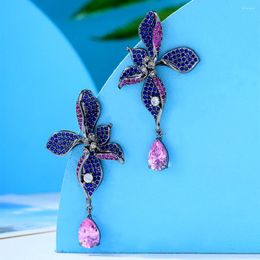 Boucles d'oreilles pendantes Soramoore luxe à la mode bleu rose goutte de mariée mariage femmes quotidien mode charme magnifique de haute qualité