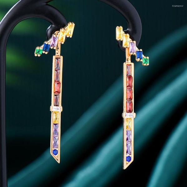 Pendientes colgantes Soramoore MAXI colgante africano para mujer boda fiesta Cubic Zircon Dubai nupcial pendiente Boucle D'oreille 2023