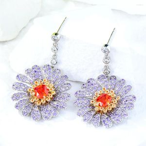 Boucles d'oreilles pendantes Soramoore à la mode été Original fleur violette pour femmes fille quotidien haute qualité japonais coréen accessoires