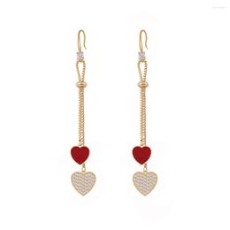 Dange oorbellen Zuid-Korea Dubbele hartvormige voor vrouwen mode grappige liefde hart drop hangdeuze oor tassel trending meisjes sieraden geschenken