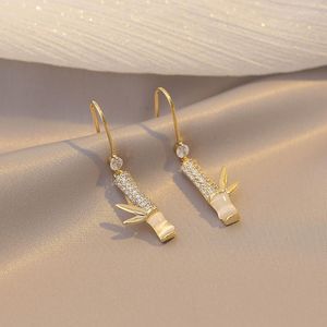 Boucles d'oreilles pendantes corée du sud mode Simple exquis luxe haute qualité opale bambou flammé cadeau fête mariage femmes bijoux