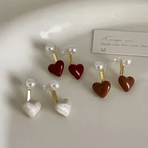 Boucles d'oreilles pendantes en forme de goutte d'huile de corée du sud, perle d'amour, tempérament doux, mode, bijoux simples pour femmes