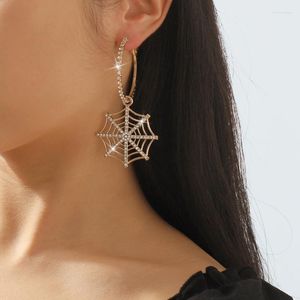 Boucles d'oreilles pendantes en Zircon scintillant, pendentif en toile d'araignée, fête d'halloween pour femmes, accessoires de mode européenne, bijoux mignons, cadeau