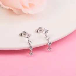 Pendientes colgantes con pendientes de caída cuadrada con challe de pendientes 925 Earings de boda de plata esterlina Mujeres Joyas de joyería S925 Brincos