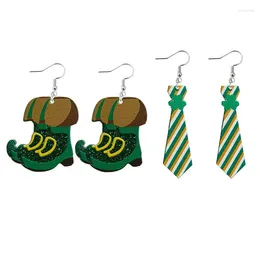 Dangle Oorbellen St. Patrick Day Stropdas Boot Epoxy Acryl Charms Hoepel Vrouwen Meisjes Partij Sieraden Geschenken Groothandel