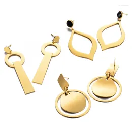 Baumelnde Ohrringe aus Edelstahl, geometrische Ohrringe für Damen, modisch, rechteckig, rund, Wassertropfen, Hoop, hochwertiger Schmuck, Geschenk