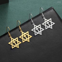 Boucles d'oreilles enveloppe en acier inoxydable Hexagonal en forme de Jésus Cross Hook à la mode des bijoux pour femmes en gros