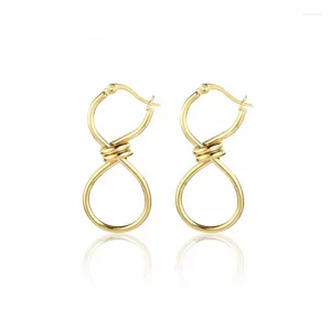 Boucles d'oreilles pendantes en acier inoxydable, symbole infini, breloque, mathématiques simples, bijoux créatifs, cadeau pour femmes