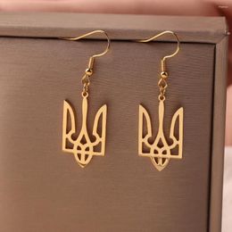 Boucles d'oreilles pendantes en acier inoxydable, symboles nationaux de l'ukraine, pendentif pour hommes et femmes, bijoux de solidarité ukrainienne