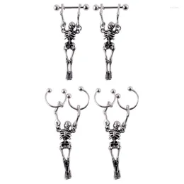 Boucles d'oreilles pendantes en acier inoxydable, clous d'oreille, Septum squelette