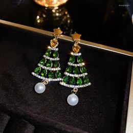 Dange oorbellen ster Pearl kerstboom voor vrouwen mode high-end ingelegde Rhinestone drop earring temperament luxe sieraden cadeau