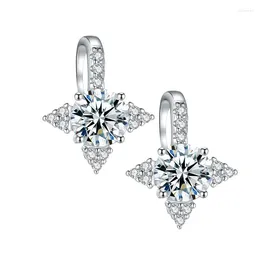 Boucles d'oreilles pendantes étoile femme véritable pierre Mosang testée avec diamants S925 bijoux en argent sterling mariage fiançailles anniversaire cadeau complexe