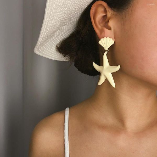 Boucles d'oreilles pendantes étoile de mer goujon pour femmes métal goutte ensemble creux conception femme mode bijoux en gros E3156