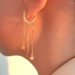 Dange oorbellen Starmoon 925 Sterling zilveren sterren die achter Tassel Europese en Amerikaanse stijl trendy damesmode JE hangen