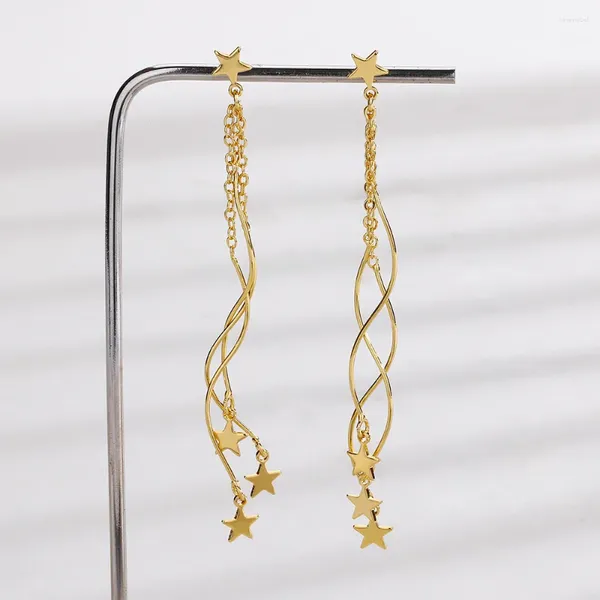 Boucles d'oreilles pendantes étoiles ondulées, pompon, mode douce pour dames, accessoires de conception Unique, cadeaux pour petite amie, sœur, bijoux tendance