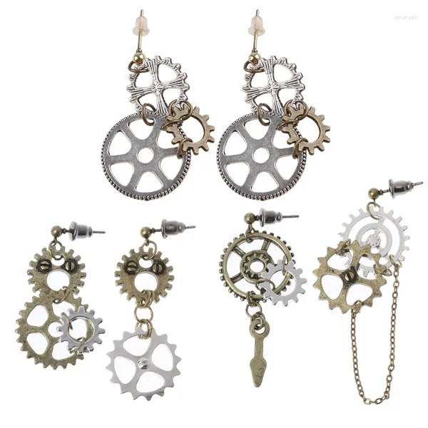 Boucles d'oreilles pendantes Steampunk Antique Gear pendentif Long crochet goutte pour les femmes