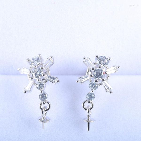 Boucles d'oreilles pendantes en argent Sterling 925 femmes goutte pour 4-8mm perle ou perle ronde semi-monture bijoux à la mode