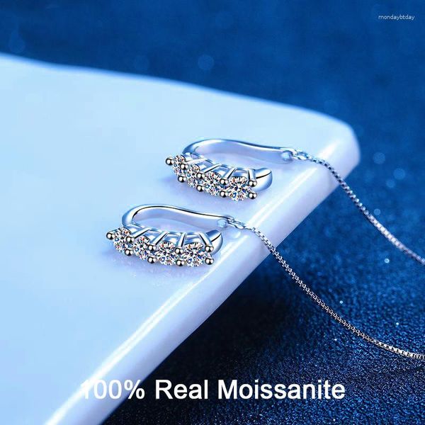 Pendientes colgantes de plata esterlina mapa moissanite envoltura borlaje para mujeres adolescentes giras enrollador de la cadena regalo de fiesta