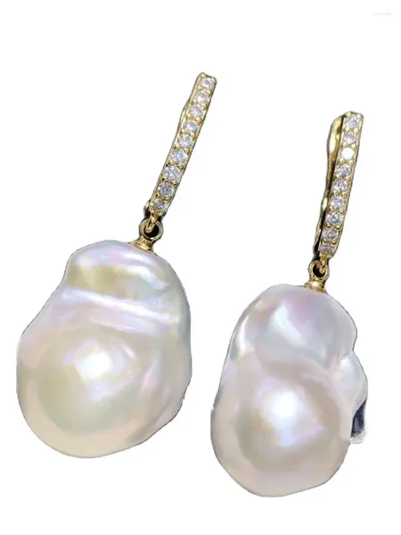 Boucles d'oreilles pendantes en argent sterling naturel baroque Alien Fantasy lumière vive perle d'eau douce des mers du Sud