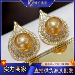 Bengelen oorbellen sterling zilveren naald Japanse zoetwater golden balls sordrops perfecte cirkel