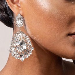 Pendientes colgantes Stonefans brillantes gota de agua accesorios de diamantes de imitación moda mujer AB Color cristal Stud Piercing joyería