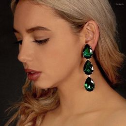 Dange oorbellen Stonefans statement oversized groene traan voor vrouwen 2024 mode lange druppel kristal sieraden cadeau