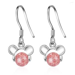 Boucles d'oreilles pendantes fraise cristal pour femmes mignon/romantique souris goutte dames Simple lumière luxe bijoux fête cadeaux filles
