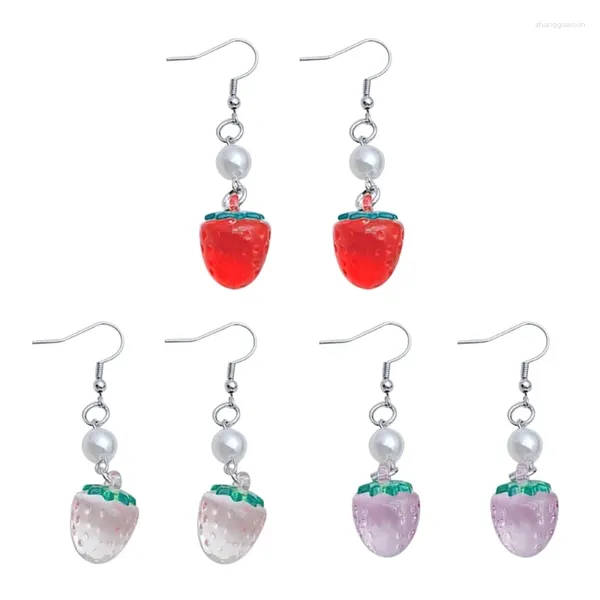 Boucles d'oreilles pendantes en forme de fraise, cadeau parfait pour les amoureux de la mode H9ED