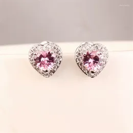 Boucles d'oreilles pendantes à tige en argent sterling pour femme, cadeau de Saint-Valentin, bijoux en forme de cœur en cristal