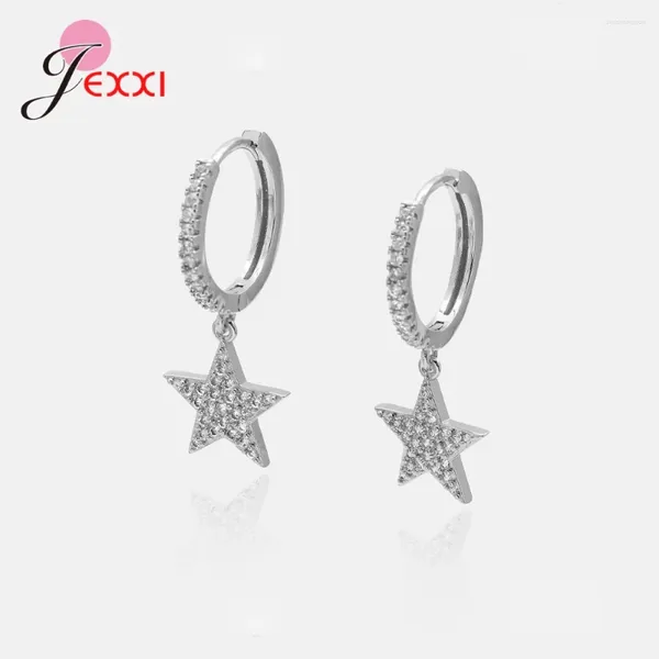 Enveloppe de boucles d'oreilles Style Sterling Silver 925 DROP de haute qualité Cubic Zircon Stone Luxury Star Charms Pendientes For Women