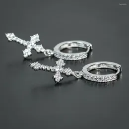 Boucles d'oreilles en peluche drop croix de flèche élégante pour femmes / hommes éblouissants cristal zirconi hiphop fête des femmes / masculins