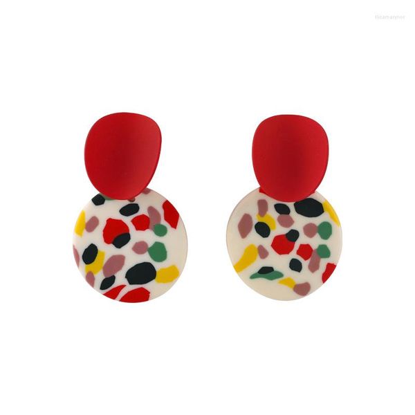 Boucles d'oreilles pendantes Bijoux géométriques en argile polymère élégant Pendentif fait à la main Goujon en céramique