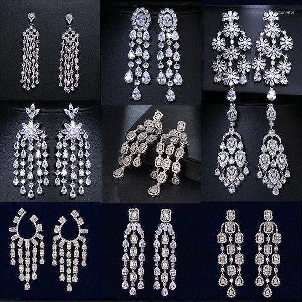 Boucles d'oreilles SUGO 2024 Tendance d'été Exagérée Luxueuse Zircon Gland Goutte Pour Robe De Mariée Robe De Mariée Éblouissante Bijoux Accessoires