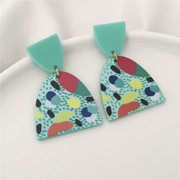 Dangle Boucles D'oreilles D'été Fruit Couleur Melon D'eau Figure Irrégulière Imprimé Goutte Pour Femmes Fille Belle Mignon Vert Décoration