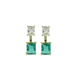 Boucles d'oreilles pendantes pour femmes, bijoux à la mode, vente en gros, de haute qualité, rectangulaire, géométrique, CZ, Double face, vente en gros