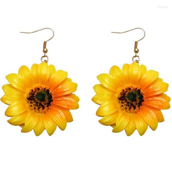 Boucles d'oreilles pendantes tournesols grande fleur de soleil déclaration boucle d'oreille pour femmes filles Femme Brinco bijoux d'été saint valentin cadeau