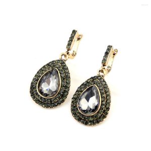 Pendientes colgantes Sunspicems, gota de cristal gris bohemio Vintage para mujer, Color dorado Retro, joyería étnica turca para boda, regalo 2022