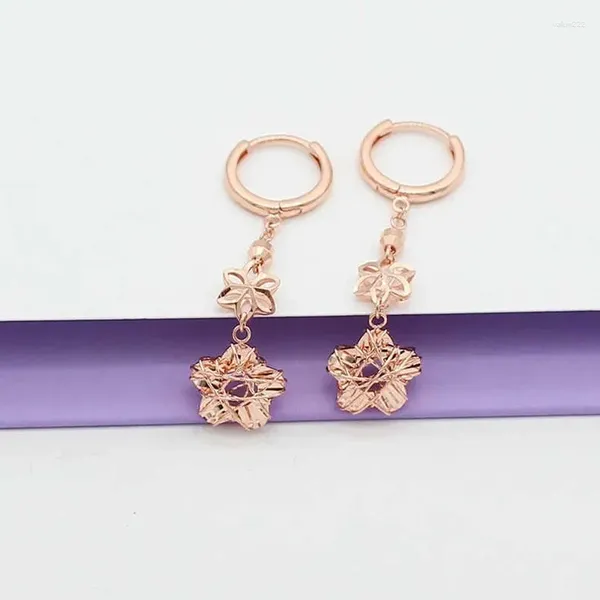 Boucles d'oreilles en peluches douces Drop 585 Purple Gold plaqué 14k Rose High Quality Rounds Perles légères Star de luxe pour femmes bijoux
