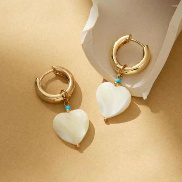 Pendientes colgantes Dulce Moda Retro Blanco Lechoso En Forma De Corazón Colgante De Amor Exquisita Personalidad Encanto Simple Para Mujeres Regalos De Joyería