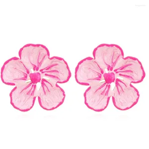 Boucles d'oreilles pendantes en métal rose progressif, grande fleur pour femme, cadeaux romantiques