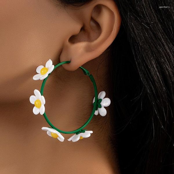 Boucles d'oreilles pendantes pour femmes, jolie fleur d'œuf blanc, bijoux de mode coréenne vert