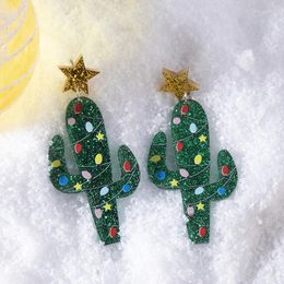 Dangle Oorbellen Zoete Nieuwigheid Multistyle Glitter Acryl Kerstboom Drop Voor Vrouwen Cactus Trendy Geschenken