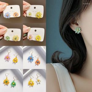 Boucles d'oreilles pendantes en forme de fleur de marguerite, douce et romantique, en acrylique, tournesol, pour femmes et filles, jolis bijoux d'été