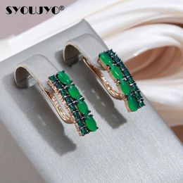 Boucles d'oreilles pendantes SYOUJYO opale verte Zircon naturel anglais pour les femmes 585 couleur or Rose bijoux de mariage placage noir Vintage