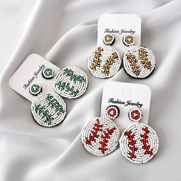 Boucles d'oreilles pendantes Take Me Out To The Ballgame / Beaded Baseball Seedbead Designs Sports Southern Sportswear Bijoux pour Cheer Leader Ball