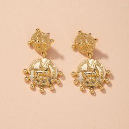 Boucles d'oreilles pendantes TARCLIY Vintage exagéré baroque tête humaine cheval chevalier métal pièce boucle d'oreille petites perles gland goutte femmes bijoux